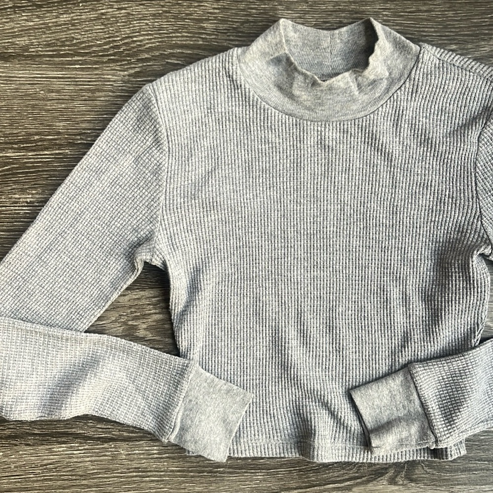 Grey TNA Mockneck Top